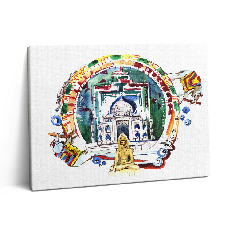 Vászonkép falra 80x60 Buddha festménye a templomban