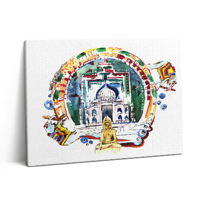 Vászonkép falra 80x60 Buddha festménye a templomban