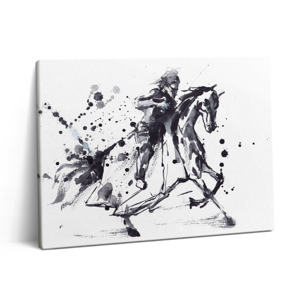 Vászonkép falra 80x60 Lovag lóháton tintacseppekkel