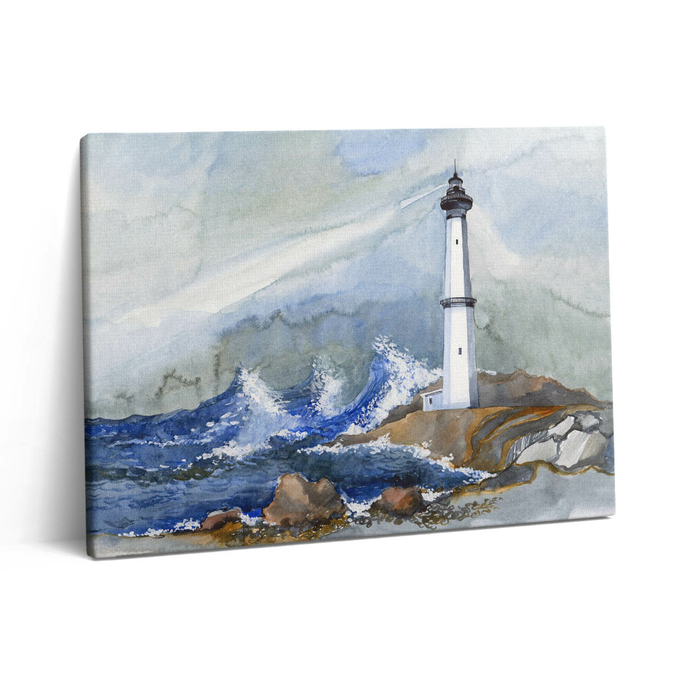 Vászonkép falra 80x60 Nagyméretű akvarell és világítótorony