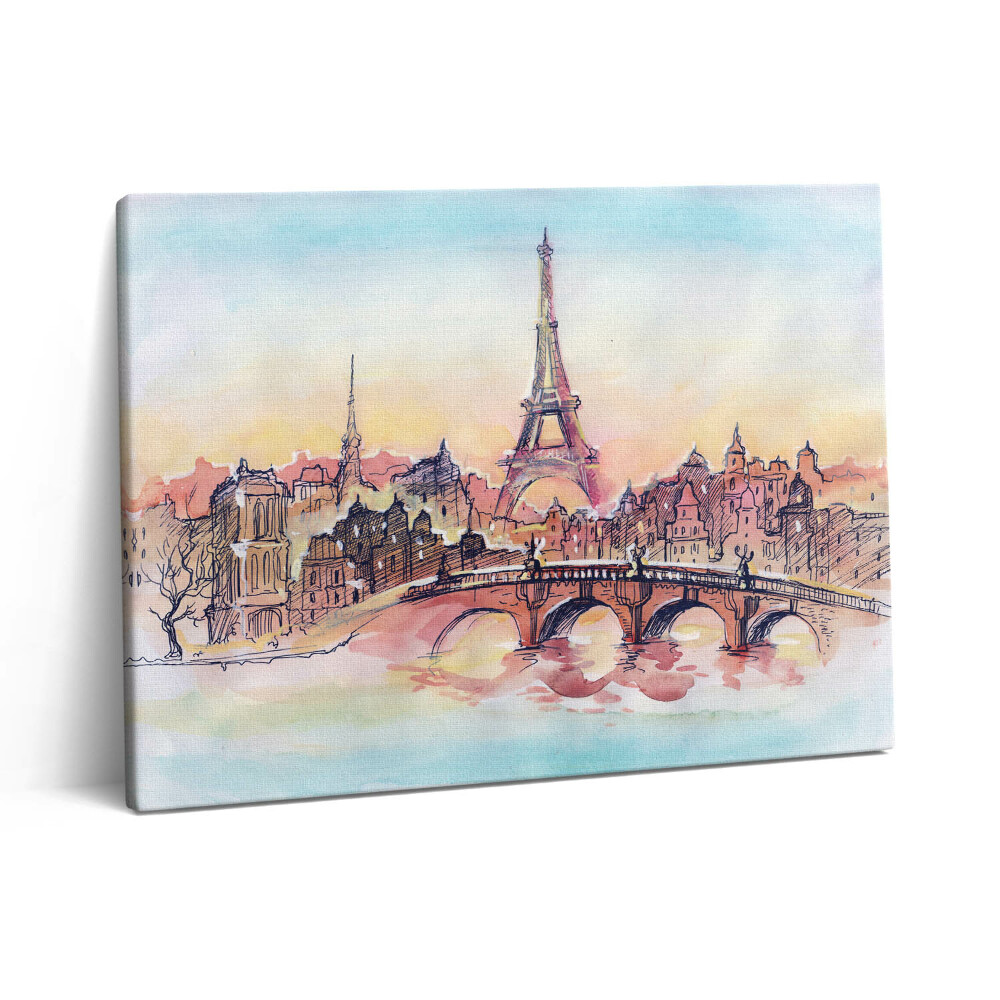 Vászonkép falra 80x60 Párizs festett látképe