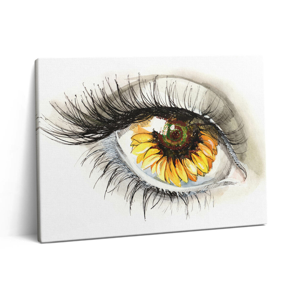 Vászonkép falra 80x60 Egy napraforgó tükörképe a szemében