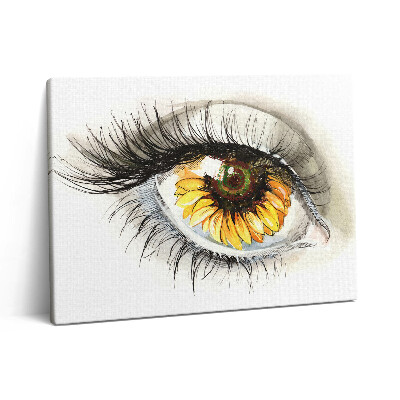 Vászonkép falra 80x60 Egy napraforgó tükörképe a szemében