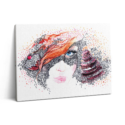 Vászonkép falra 80x60 Absztrakt édes nő süteménnyel