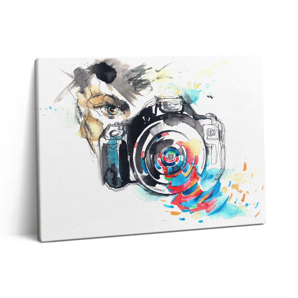 Vászonkép falra 80x60 Női fotós fényképezőgéppel