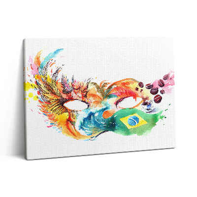 Vászonkép falra 80x60 Brazil kultúra és zászló maszkkal