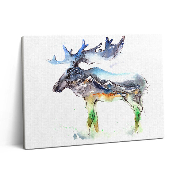 Vászonkép falra 80x60 Elk festett hegyi táj