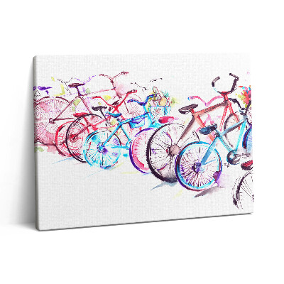 Vászonkép falra 80x60 Színes városi kerékpárok