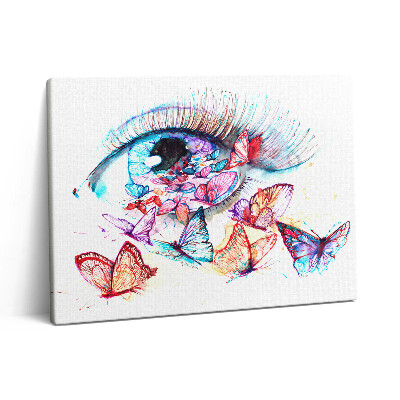 Vászonkép falra 80x60 Színes festett szemek és pillangók