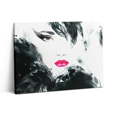 Vászonkép falra 80x60 Portré egy vörös ajkú nőről