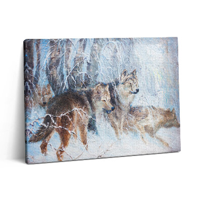 Vászonkép falra 80x60 Farkasok rajza az erdőben