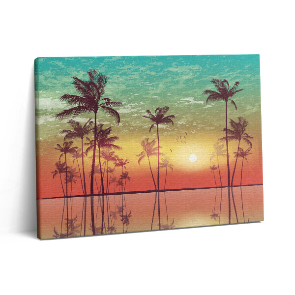 Vászonkép falra 80x60 Trópusi pálmafák naplementében
