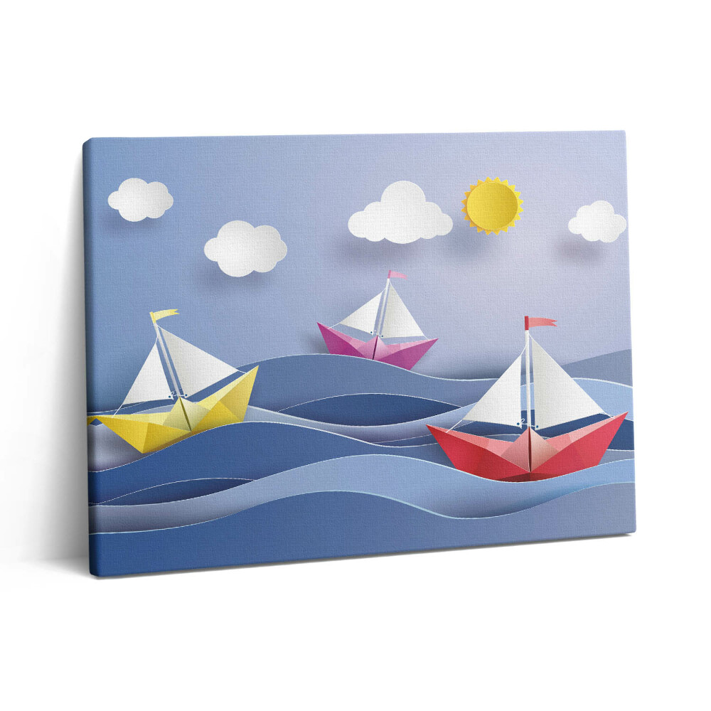 Vászonkép falra 80x60 Színes origami vitorlások