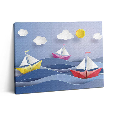 Vászonkép falra 80x60 Színes origami vitorlások
