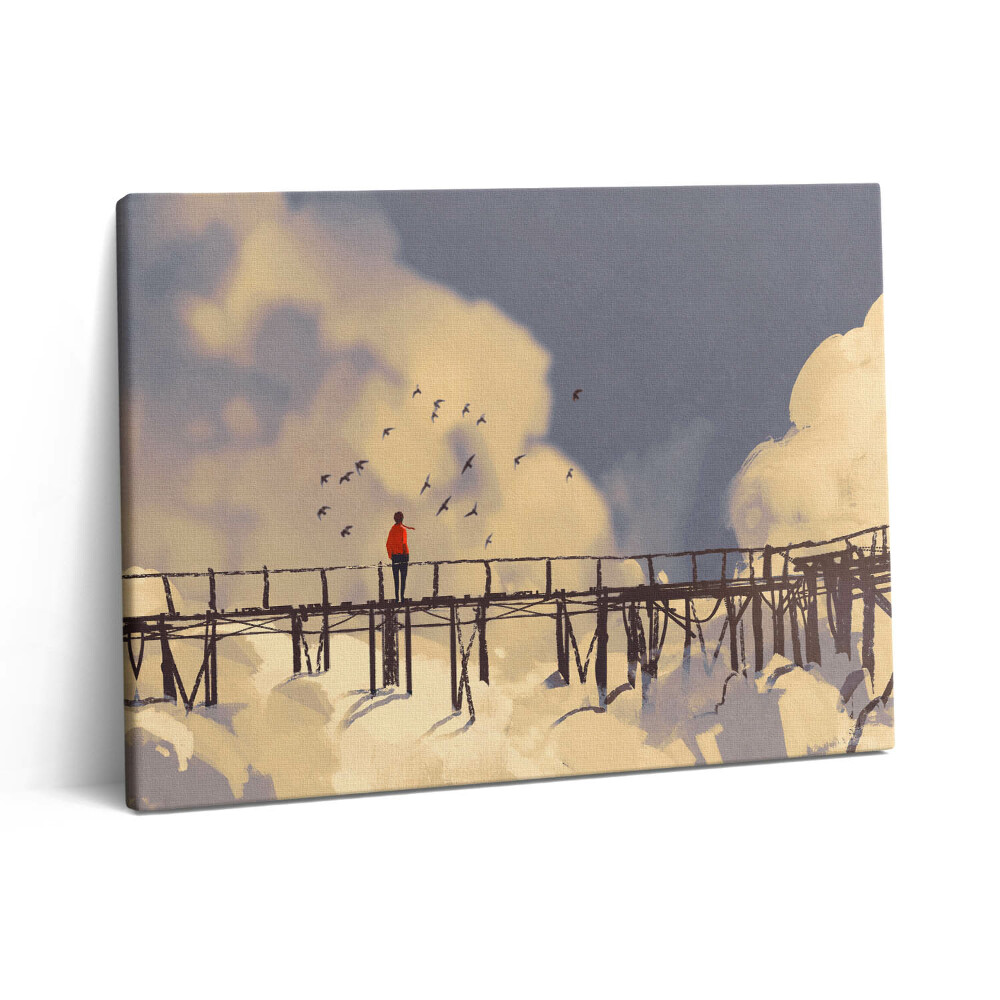 Vászonkép falra 80x60 Ember egy régi hídon