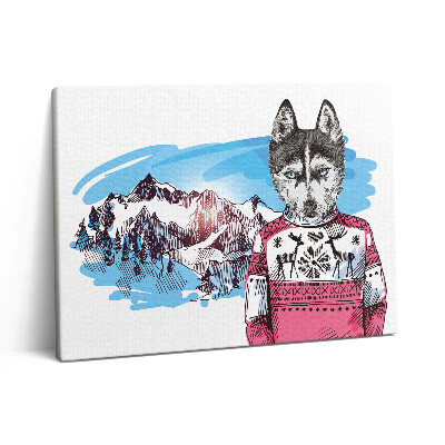Vászonkép falra 80x60 Husky pulóverben