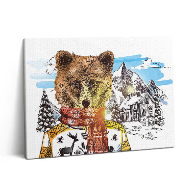 Vászonkép falra 80x60 Medve sálban