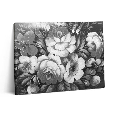 Vászonkép falra 80x60 Fekete-fehér virágok