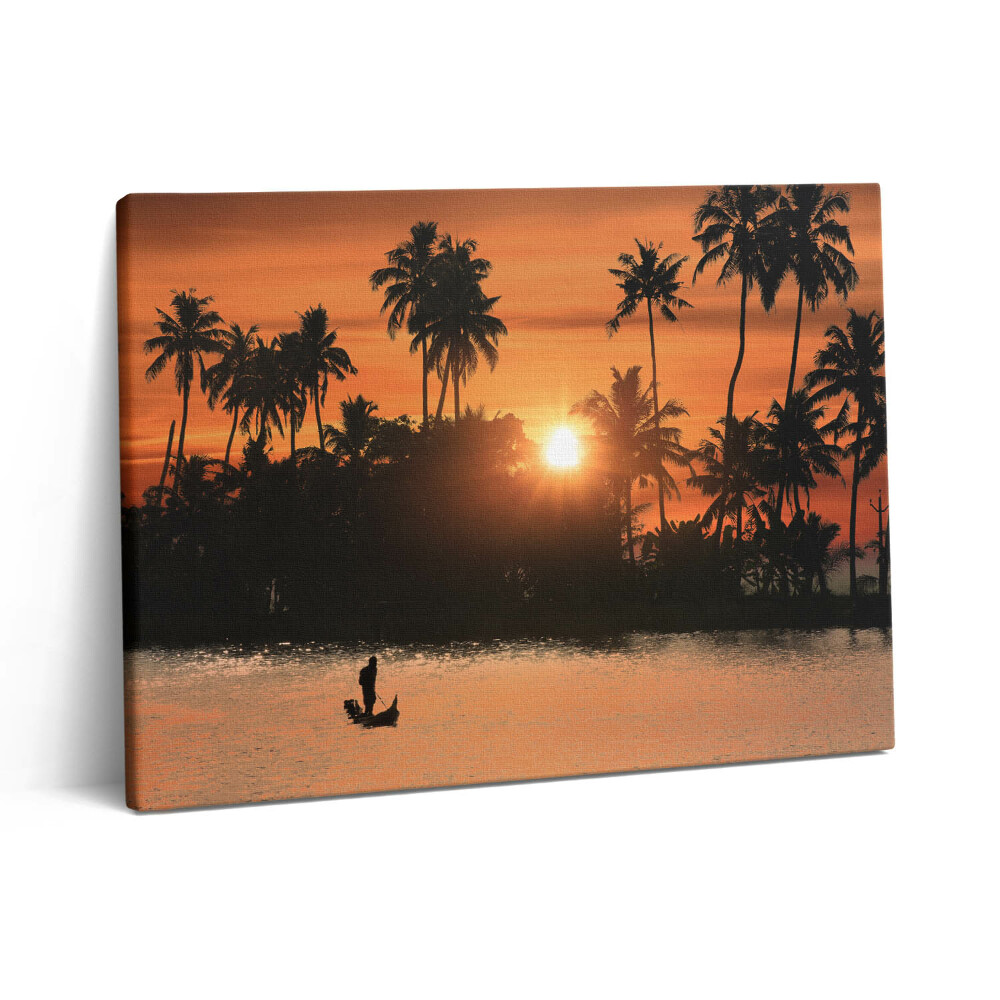 Vászonkép falra 80x60 Naplemente és pálmafák nyaralás közben