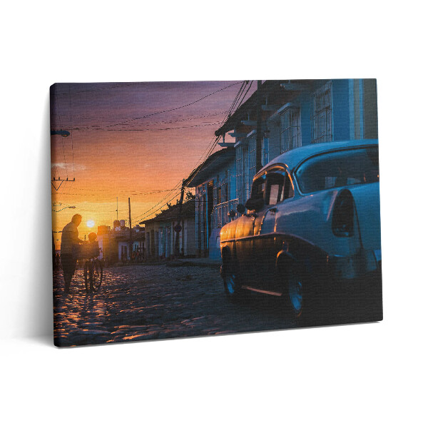 Vászonkép falra 80x60 Naplemente és egy régi autó