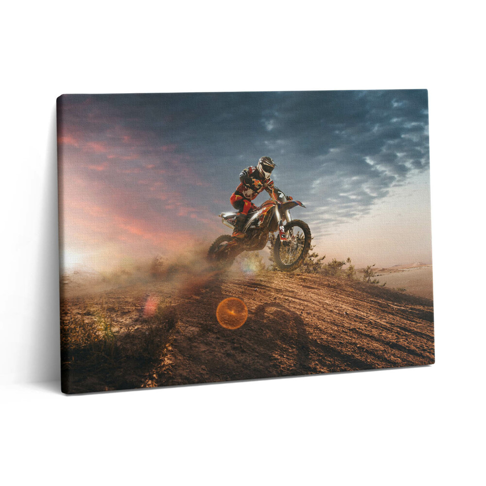 Vászonkép falra 80x60 Ember motoron és a sivatagban