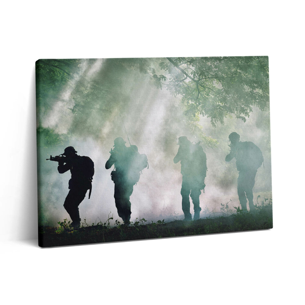 Vászonkép falra 80x60 Hadsereg az erdőben - katonák