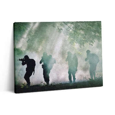 Vászonkép falra 80x60 Hadsereg az erdőben - katonák
