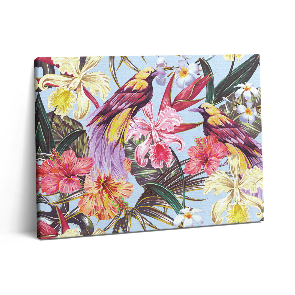 Vászonkép falra 80x60 Madarak ábrázolása egy ágon