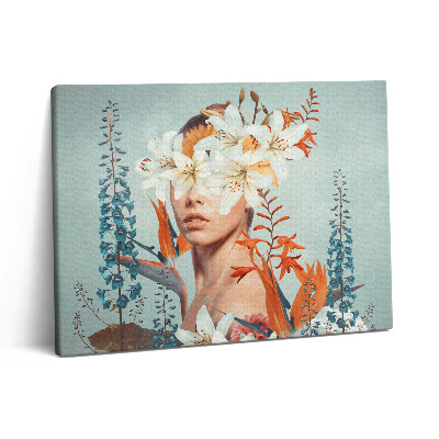 Vászonkép falra 80x60 Absztrakt nő virágokkal