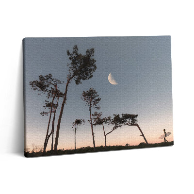 Vászonkép falra 80x60 Félhold és fák
