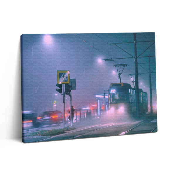 Vászonkép falra 80x60 Varsó az éjszakai ködben