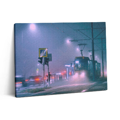 Vászonkép falra 80x60 Varsó az éjszakai ködben