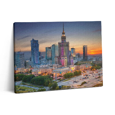 Vászonkép falra 80x60 Naplementés panoráma Varsóban