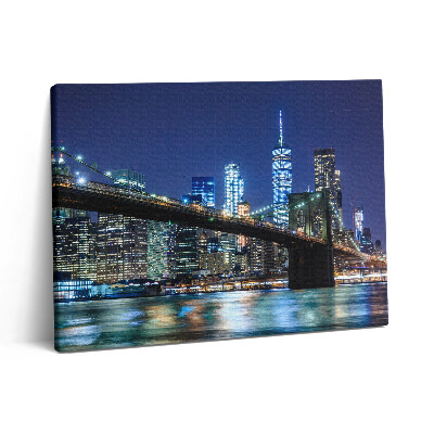 Vászonkép falra 80x60 Brooklyn híd New Yorkban éjszaka