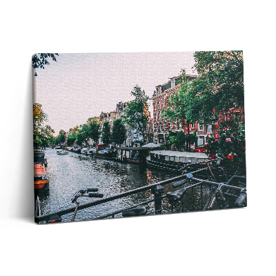 Vászonkép falra 80x60 Kerékpárok a hídon