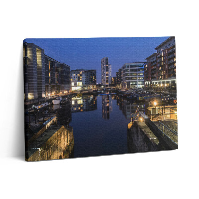 Vászonkép falra 80x60 Leeds városának éjszakai kivilágítása