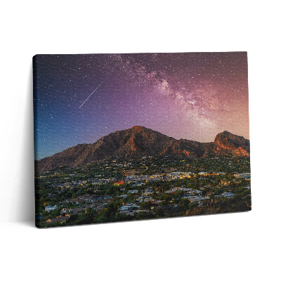 Vászonkép falra 80x60 Hegyek egy galaxissal az égen