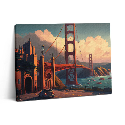 Vászonkép falra 80x60 Illusztráció egy hídról San Franciscóban
