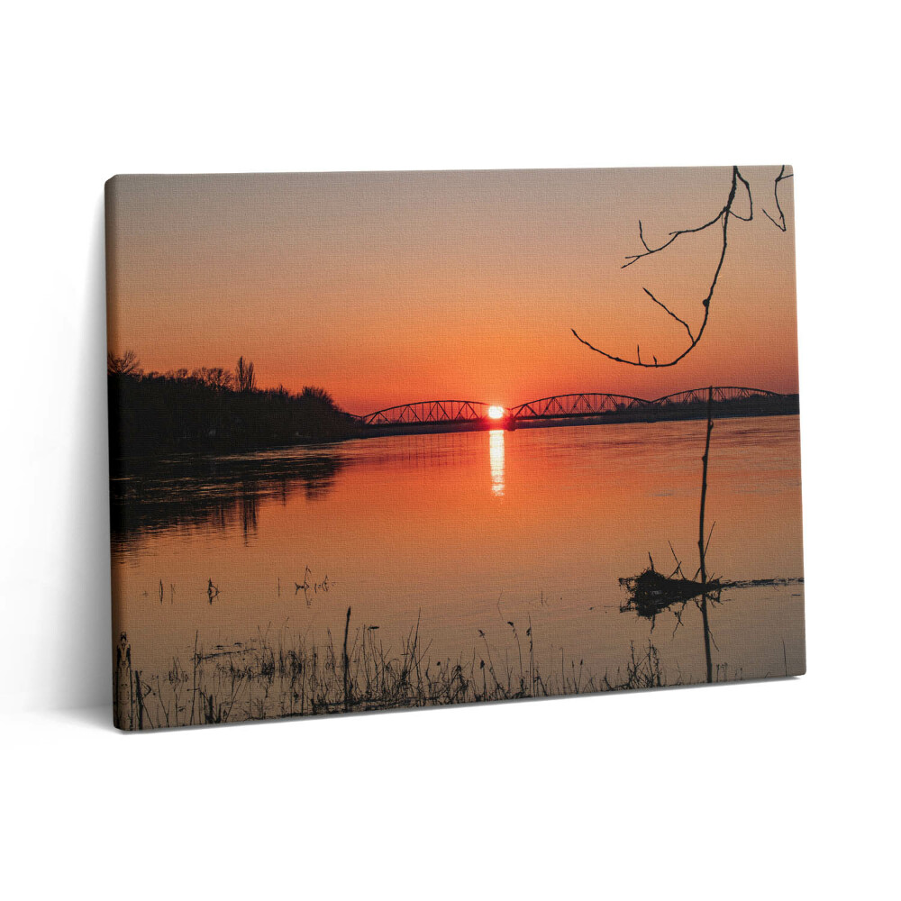 Vászonkép falra 80x60 Tavas táj naplementében