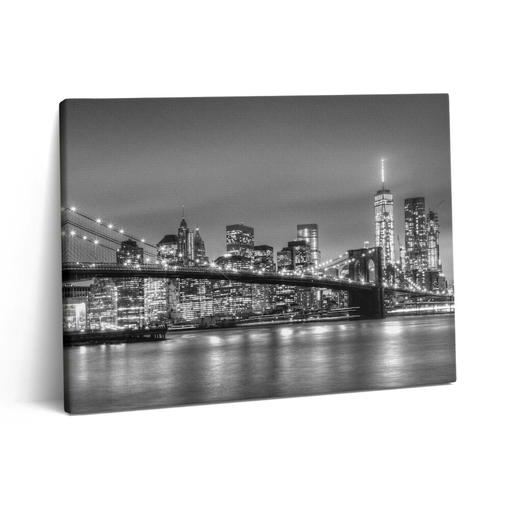 Vászonkép falra 80x60 Brooklyn híd New Yorkban éjszaka