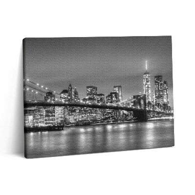 Vászonkép falra 80x60 Brooklyn híd New Yorkban éjszaka