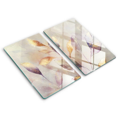 Tűzhelyvédő üveglap 2 darab Festett boho levelek