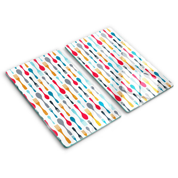 Tűzhelyvédő üveglap 2 darab Illusztráció kanálok