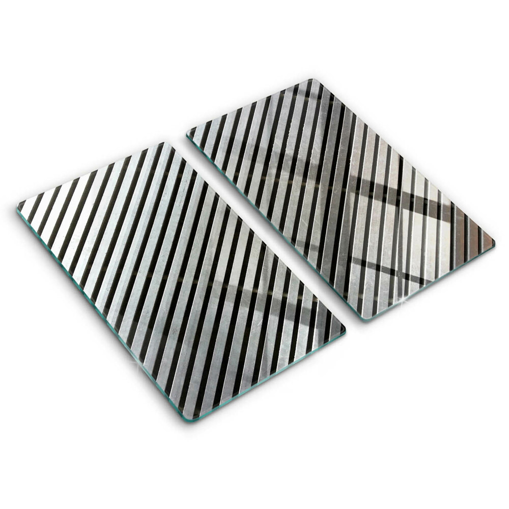 Tűzhelyvédő üveglap 2 darab Fém vonalak