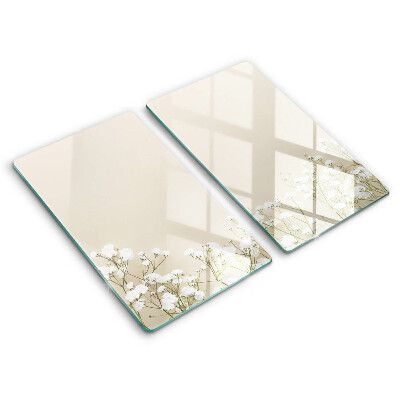 Tűzhelyvédő üveglap 2 darab Gypsophila boho virágok