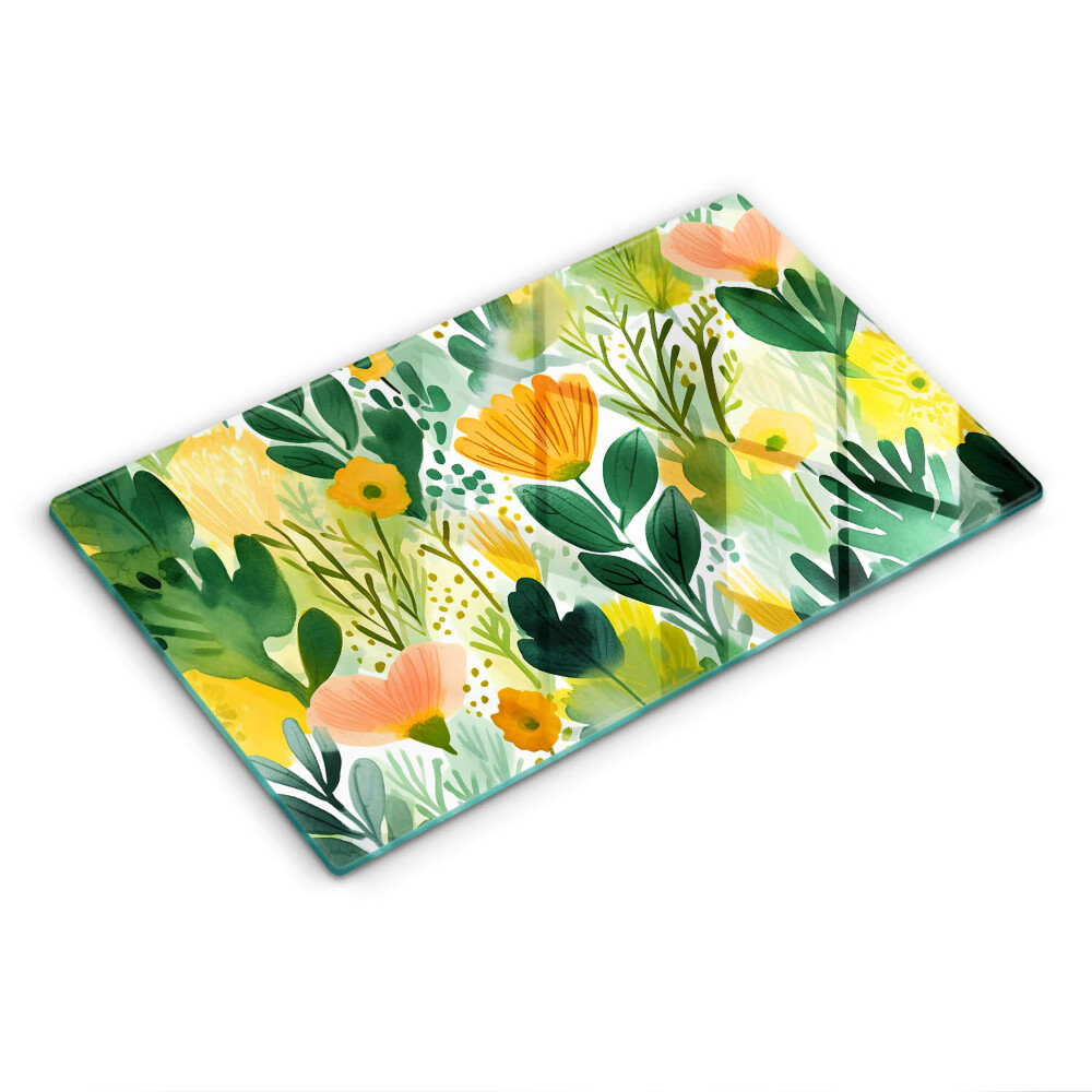 Tűzhely fedőlap Festett virágok