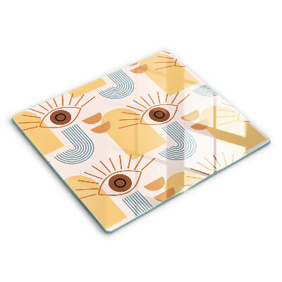 Főzőlap védő üveglap 60x52 cm Boho mintás szemek