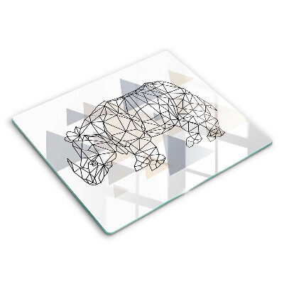 Főzőlap védő üveglap 60x52 cm Line-art orrszarvú