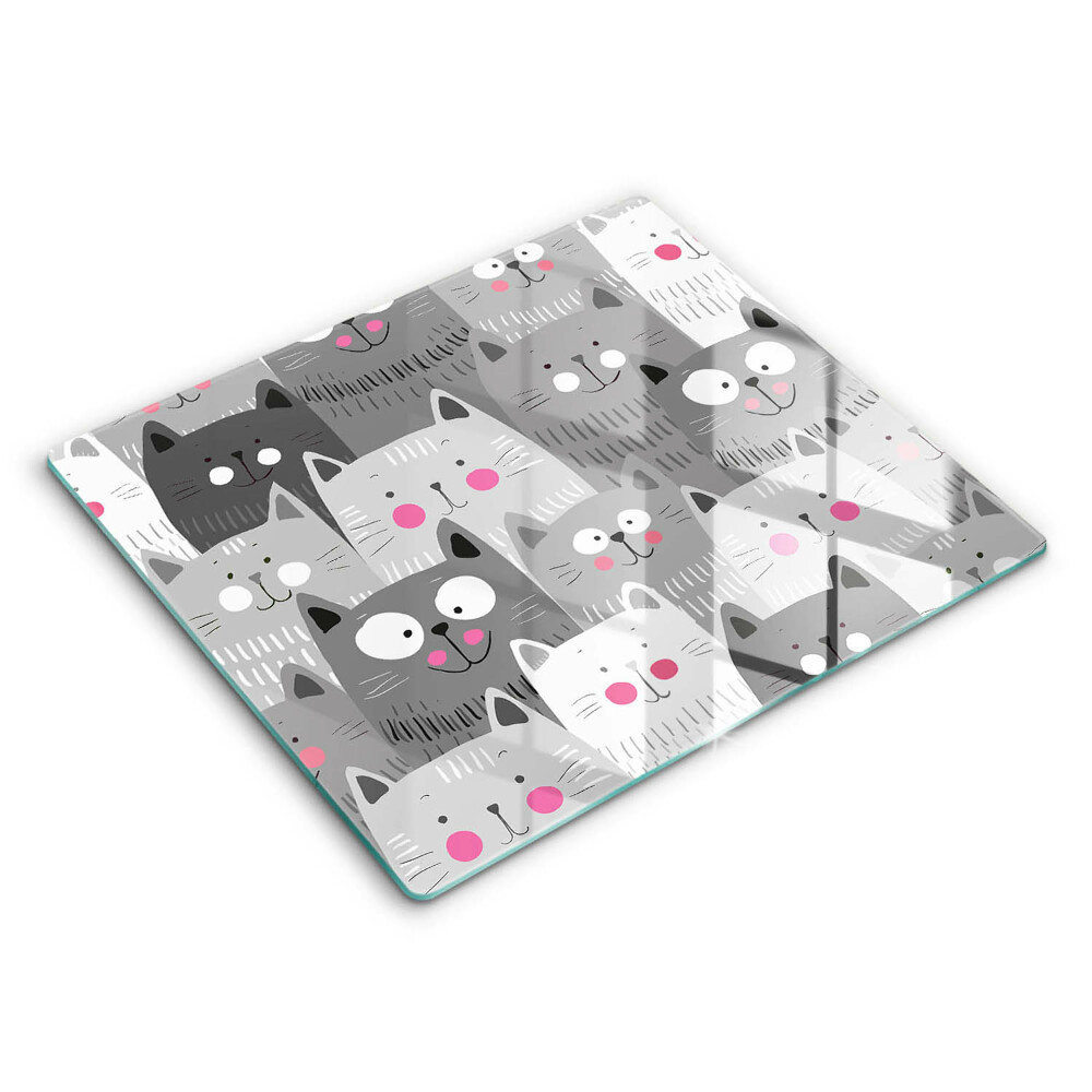 Főzőlap védő üveglap 60x52 cm Macskák illusztrációja