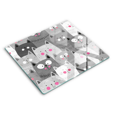 Főzőlap védő üveglap 60x52 cm Macskák illusztrációja